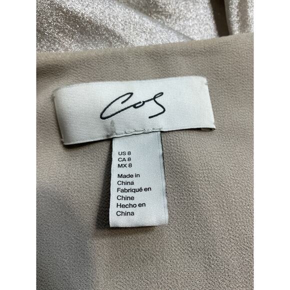 Cos 'The Metallic' Silver Flared Slip Dress Size 8 - Picture 4 of 4